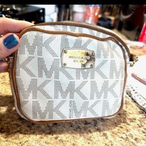 Michael Kors Cream and Tan Mini Bag